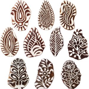 Fabric Wood Stamps Artistic Small Round Design Printing Blocks (Set of 10)